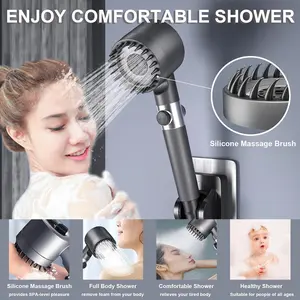 High Pressure Shower Heads, Ion Drops Shower Head, 4 Spray Modes Turbo with Built-in Filter ON/OFF Switch Handheld Turbo Showerhead (1 Set) (1PCS) hard water