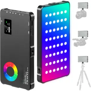 RGB Video Light, Built-in 4000mAh Rechargeable  LED Camera Light Full Color 24 Common Light Effects, CRI>=95 2500-9000K LED Video Light Panel with Power  Function.