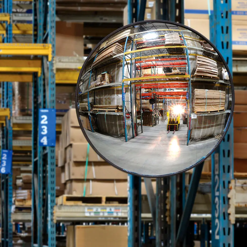 Global Industrial 670548 30" Dia. Round Acrylic Convex Safety Mirror - 160-Deg Wide View, Durable Plastic, Wall-Mount/Ceiling Design, Room Decor for Warehouses, Discourages Theft, Prevents Injuries