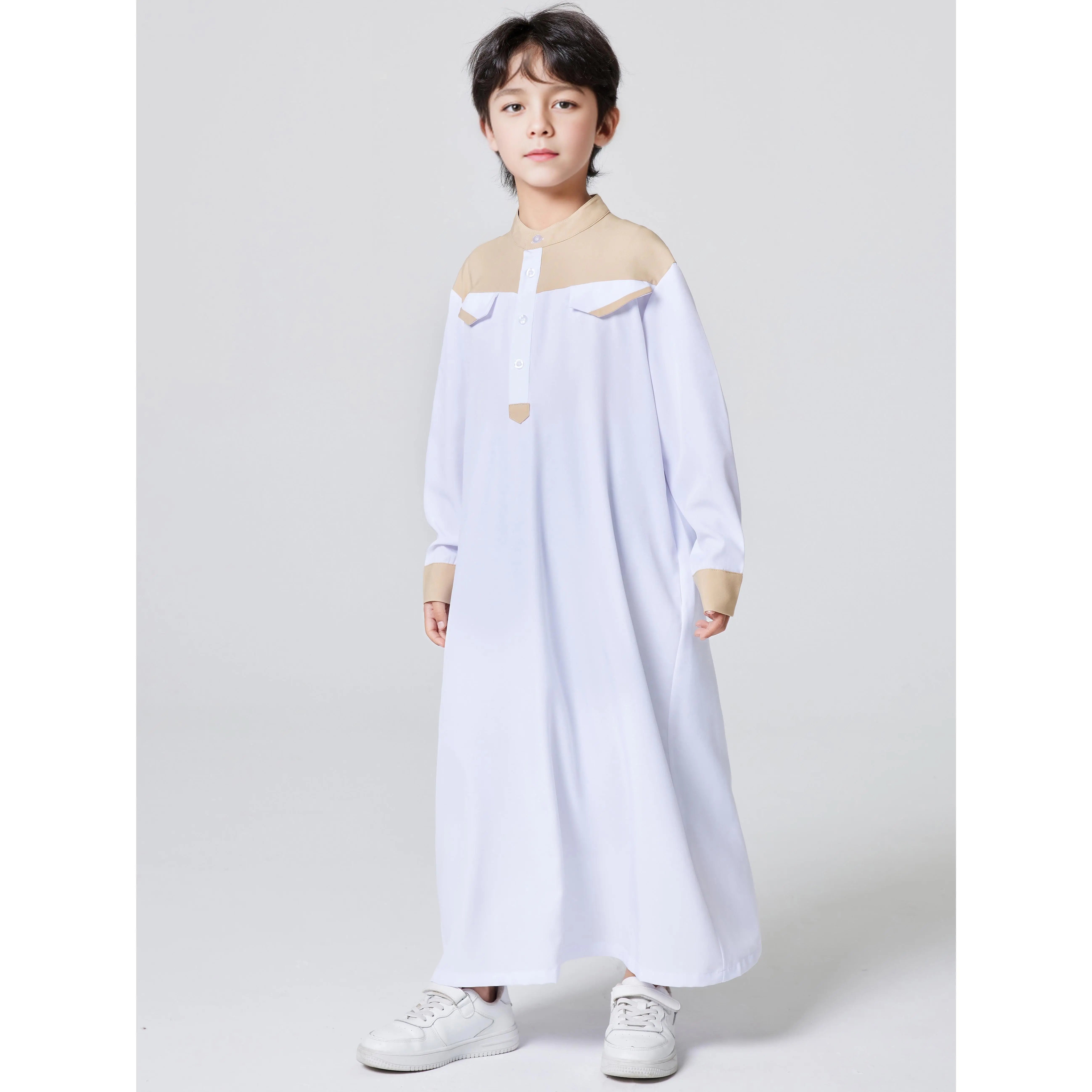 Long Sleeve Arab Dubai Cloth Ramadan Boys Middle East Long Sleeve Arab Dubai Cloth Casual Ethnic Style Boys Long Sleeve Clothing Ramadan Unisex Lo