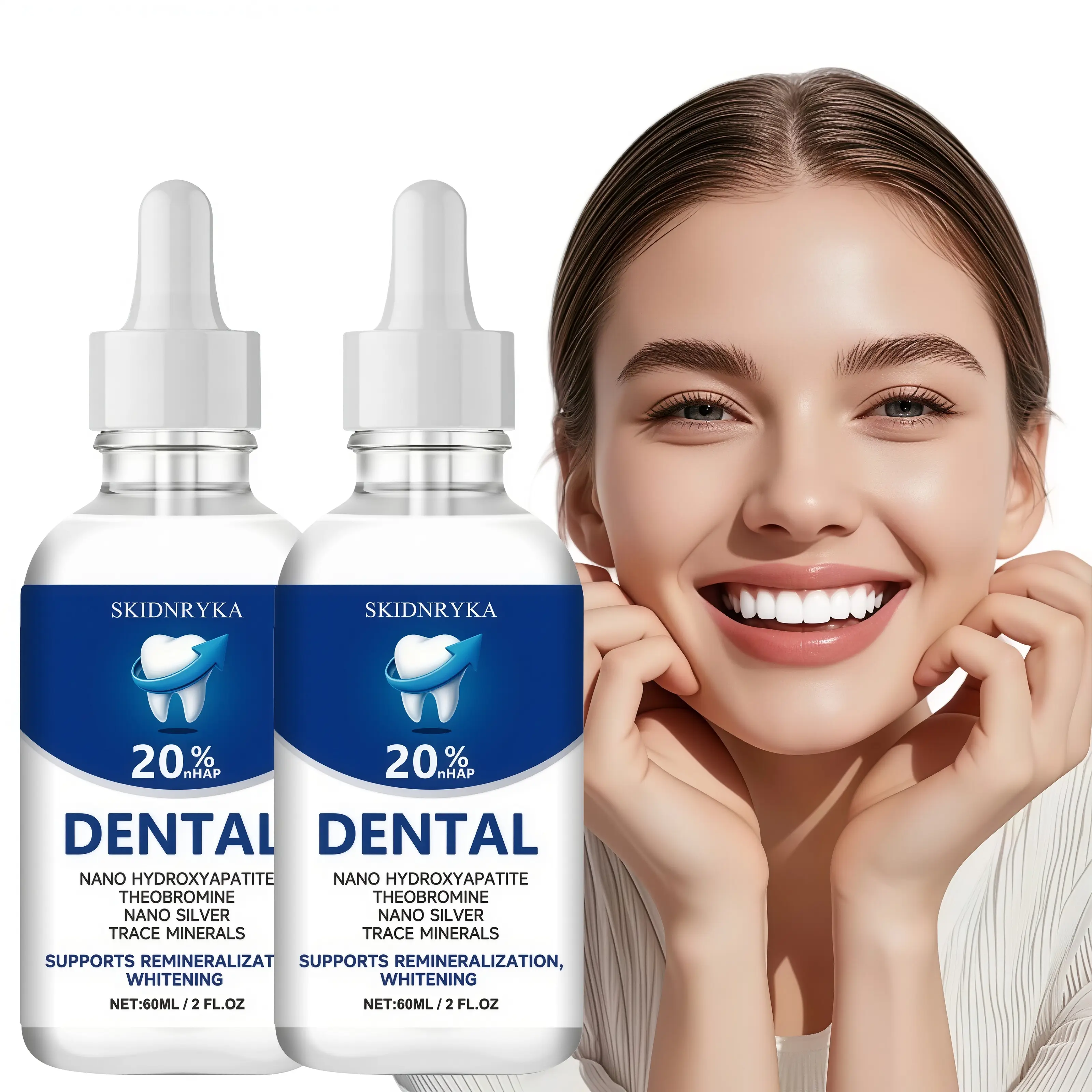 Teeth whitening serum containing 20% hydroxyapatite; dental care liquid; mint flavor; whitens teeth; deep-cleaning formula; fresh breath; teeth whitening gel; boosts confidence with snow-white teeth; teeth whitening gift