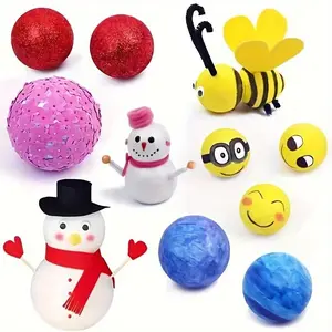 48pcs/set Craft Solid Polypropylene Foam Ball, 4 Sizes 2-5cm/0.97-1.97in Each 12pcs White Mixed Pack Foam Ball for Kindergarten Handmade Diy, School Projects, Mall Decoration, Wedding, Window Props, Painting DIY, New Year, Birthday Home Decoration