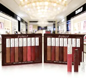 DUNUF Viral Matte Lip Stain Set | 8 Shades Long Lasting Velvet Lip Gloss | Waterproof Smudge Proof Lipstick | Nude & Bold Red Tones | TikTok Trending Makeup for All Skin Tones