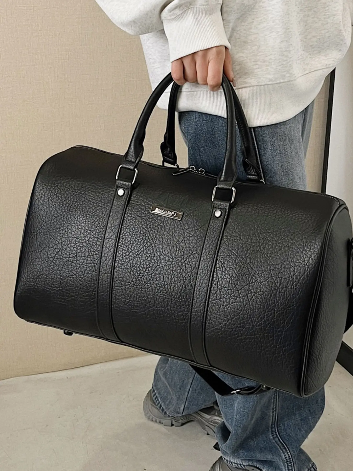 Travel Tote Bag, Dry Wet Separation, Multi-Functional Handbag, Large Capacity, Casual Style, PU Material, Foldable, All Seasons, Travel Folding Bag