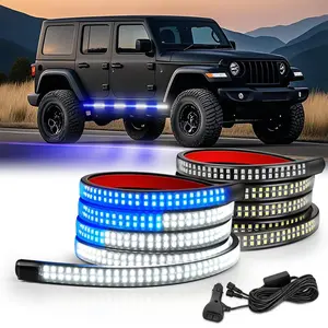 Nilight 2PCS 70 Inch Strobe Light Strip 1125 LED Running Board Lights Blue White Flexible Side Flashing Working Caution Safety Waterproof for Truck Construction Vehicles Pickup