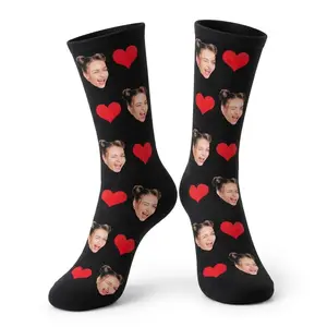 BARLEY ONE Custom Socks with Photo Personalized Gifts for Men and Her Personalized Socks for Him and Her with Custom Text and Heart Design, 02