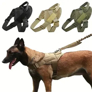 Lightweight Tactical Dog Harness with D-Ring, Adjustable Nylon Vest for Walking, Training, Daily Use, Olive Options