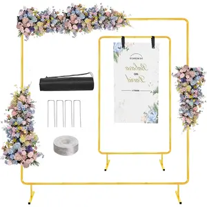 6.6FTx6.6FT Wedding Balloon Arch Backdrop Stand,  Square Rectangular Metal Background Arch Frame for Garden Flower Arch, Birthday,  Shower Parties Decoration
