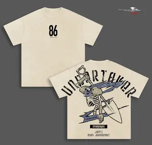 86 Eighty Six Undertaker Anime Double Printed Vintage Washed Tee Unisex Oversize Anime Manga Washed Heavyweight Cotton T-shirt