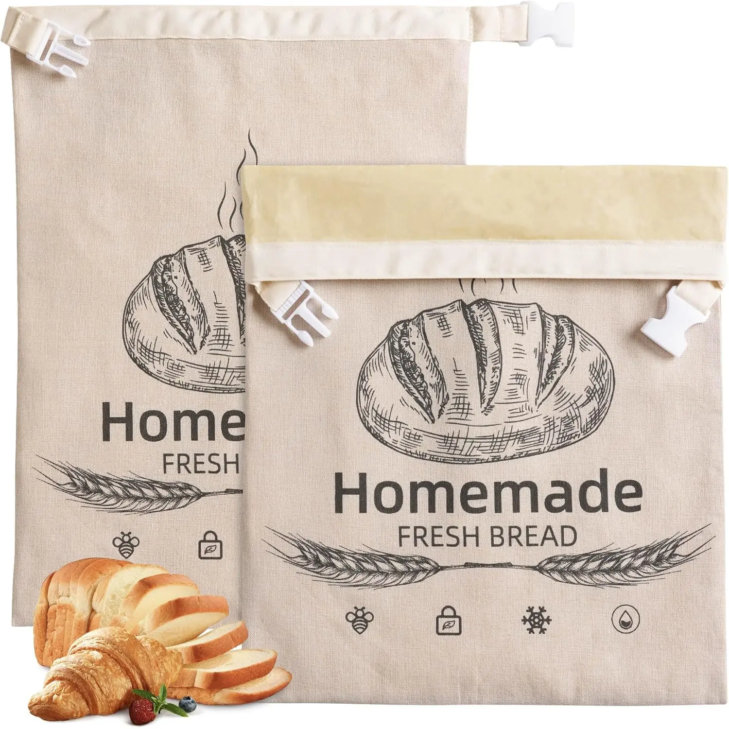 1 Pack Beeswax Bread Bag for Sourdough, Reusable Organic Linen Bread Bag with Beeswax Coating, 17 x 12.6 Inches – Freezer-Friendly Food Storage Bag for Freshness Preservation
