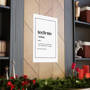 Techno Poster Definition Wall Art Print - Electronic Dance Music Poster - Funny Techno Music Quote Decor Minimalist Gift Room Artistic Decoration