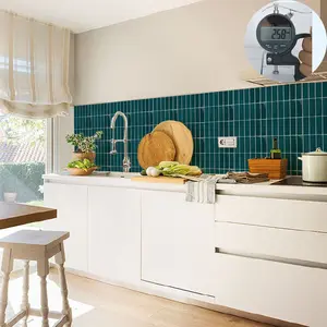 Teal Tile Pattern Wall Sticker, Self-adhesive PET Tile Wall Sticker, Waterproof Wall Decal, Suitable for Living Room, Kitchen, Bathroom, Balcony and Sink, Decorative