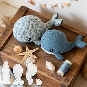 4pcs/set Whale Pattern Quilting Template DIY Fashion Doll Sewing Design Template - Washable and Reusable Transparent PET Template for Precise Cutting, Ideal for Sewing, Adorable Plush Doll Quilting Guide, Effective Craft Tool for Handmade Projects