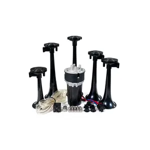 HornBlasters La Cucaracha Musical Electric Air Horn 12-Volt 127.7dB with 5 ABS Trumpets & 40 Amp Relay for Festive Celebrations - Automotive