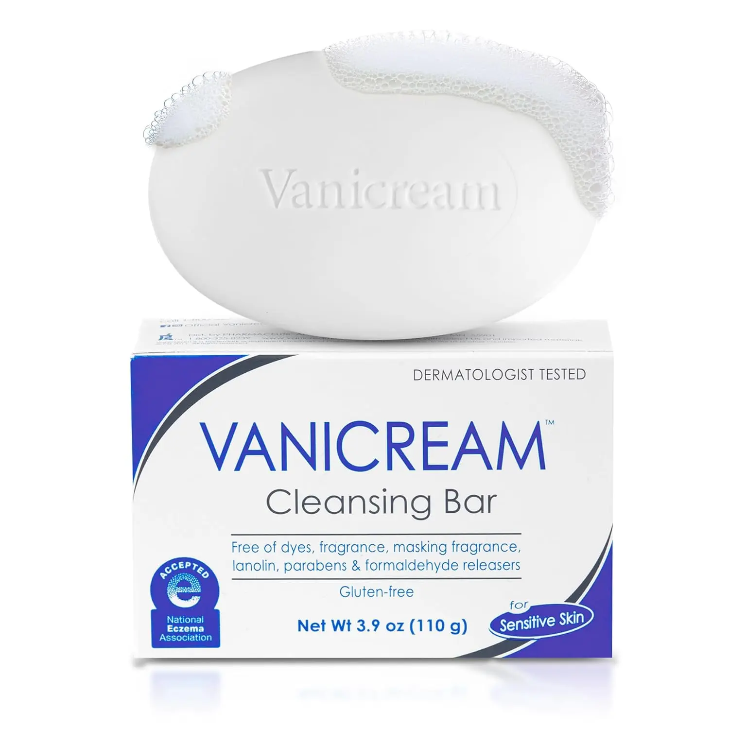 Vanicream Cleansing Bar - Unscented, Mild, Hydrating Daily Facial Cleanser for Sensitive Skin, 3.9 oz, Pack of 6