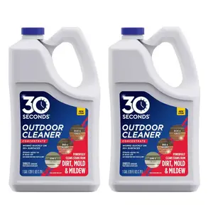 30 Seconds 1 Gal. Outdoor Cleaner Concentrate (2-Pack), Removes Algae, Mold, Mildew, Dirt & Grime from Roofs, Decks, Siding, Concrete & Patio Furniture, No Pressure Washer Needed, Spray & Rinse or Spray & Walk Away, Safe for Lawns & Landscaping.