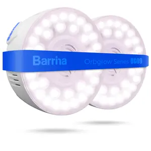 Barrina Orbgrow OG09 Puck LED Grow Light, Pinkish White 18W(2 x 9W, 270 Watt Equiv), Plant Lights for Indoor Plants Full Spectrum, Magnetic & Linkable, Small Grow lamp for Plant Shelf, 2 Packs