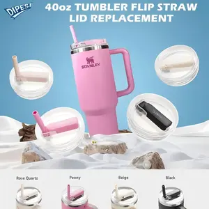 Summervibes DIPESI 2-Pack 40oz Lid Replacement for Stanley Quencher – 360° Rotating Flip Straw Silicone Lid, Splash-Resistant Design, BPA-Free Detachable Cover (ONLY 40oz Compatible) Drinkware Lid Drink Protector