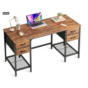 47IN Computer Desk with 4 Drawers Home Office Table with Mesh Shelf for Work Writing Gaming Storage Furniture for Bedroom