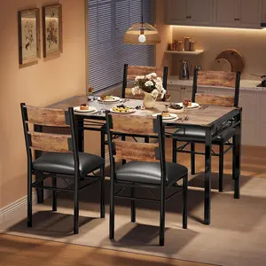 Dining Table Set for 2/4, Dining Table with 2/4 Upholstered Chairs, Bistro Table and Chairs Set of 2/4 with Corner Protector for, Kitchen, Apartment