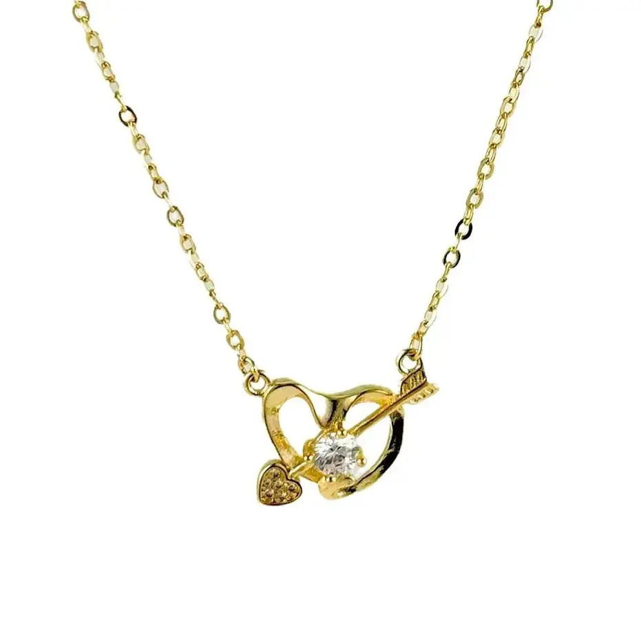 Lorvè 14K Gold Plated Heart-Pierced by a Single Arrow Necklace for Adults Elegant Design Versatile Appeal Statement Piece