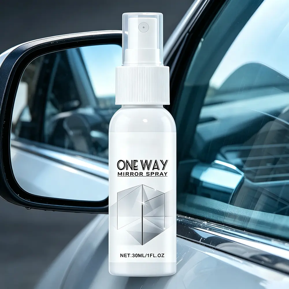 Streak-Free Glass Cleaner Spray Bottle, Acrylic Resin Surface Cleaner with Quick-Dry Formula, Crystal Clear Finish, Water-Repellent Coating, Dust Resistance, Safe for Auto Glass & Home Mirrors, Car Care Product That Achieves 1-Way Visibility & 1-Way View