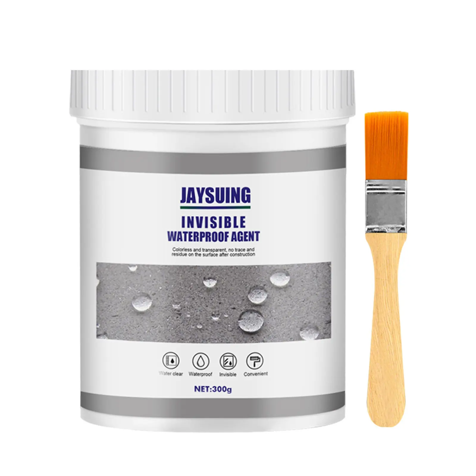 300g Sealant with Brush Default Set (1 Set) - Acrylic Blend, Leak Proof Design, Indoor No-Tile-Removal Water Repellent Coating, 3-Year Durability for Bathroom, Kitchen Home Care Supplies