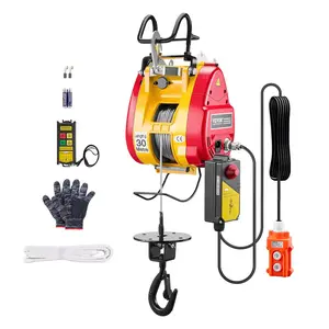 VEVOR 2-in-1 Electric Hoist Winch, 1100 lbs Capacity, 1800W Portable Power Winch, 98 ft Lifting Height, 36 ft/min with Wire and Wireless Remote Control, for Garage, Warehouse, Factory Lifting Towing