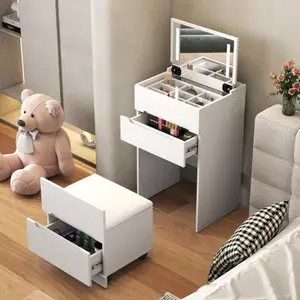 Bellemave 3 in 1 Vanity Desk with Open Top Mirror Multicolor Makeup Vanity Set with 3 Drawers Compact Dressing Table for Bedroom Modern Design