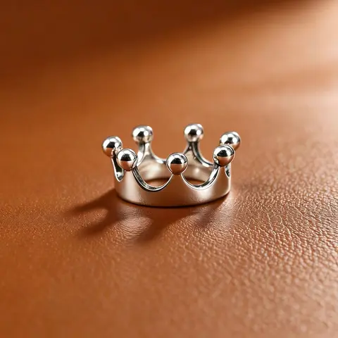 Women's 925 Sterling Silver Princess Crown Statement Ring - Electroform Metal Coating Costume Jewelry, Princess Crown Design Elegant Accessory for Weddings/Daily Wear (Sizes 6-10)