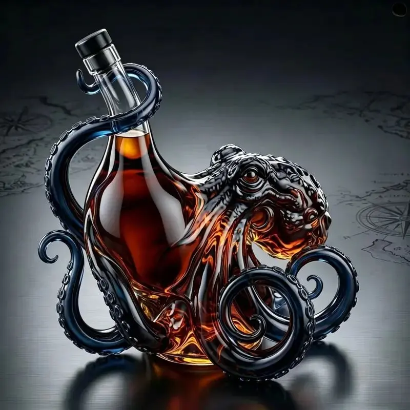 Handmade High Borosilicate Glass Odd Octopus Bottle, Creative Whiskey Brandy Xo Tequila Dispenser Barware, Unique Bar Decor, Bar Setup, 1pc 2026 New Model