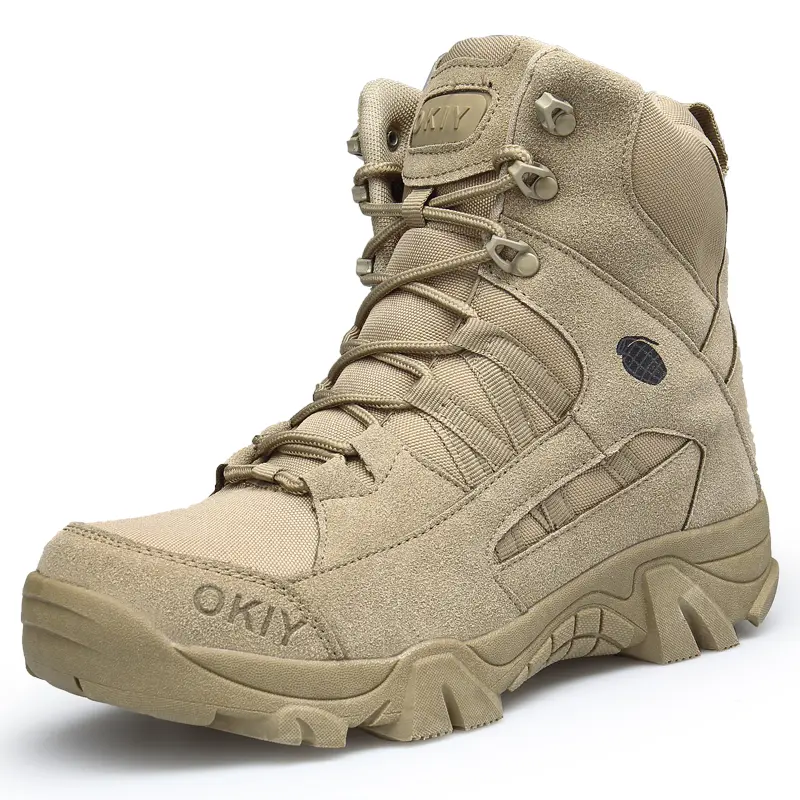 Tactical Desert Combat Boots – Men's Rugged Outdoor Hiking Shoes, Durable Military Work Boots with High-Top Support & Anti-Slip Lug Sole