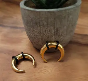 Choose 2 Sizes: Gold Steel Pinchers Ear Plugs Tapers Horseshoes Gauges Septum Ring 0g 1g 2g 4g 6g 8g 10g 12g 14g stretching Kit set jewelry