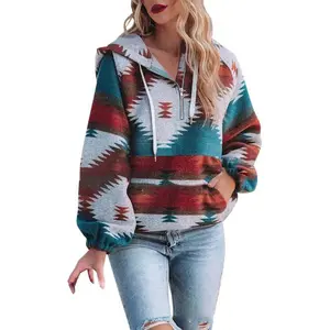 Women��s Oversized Hoodie Zip Up Long Sleeve Aztec Loose Fit Sweatshirts Pullover Tops