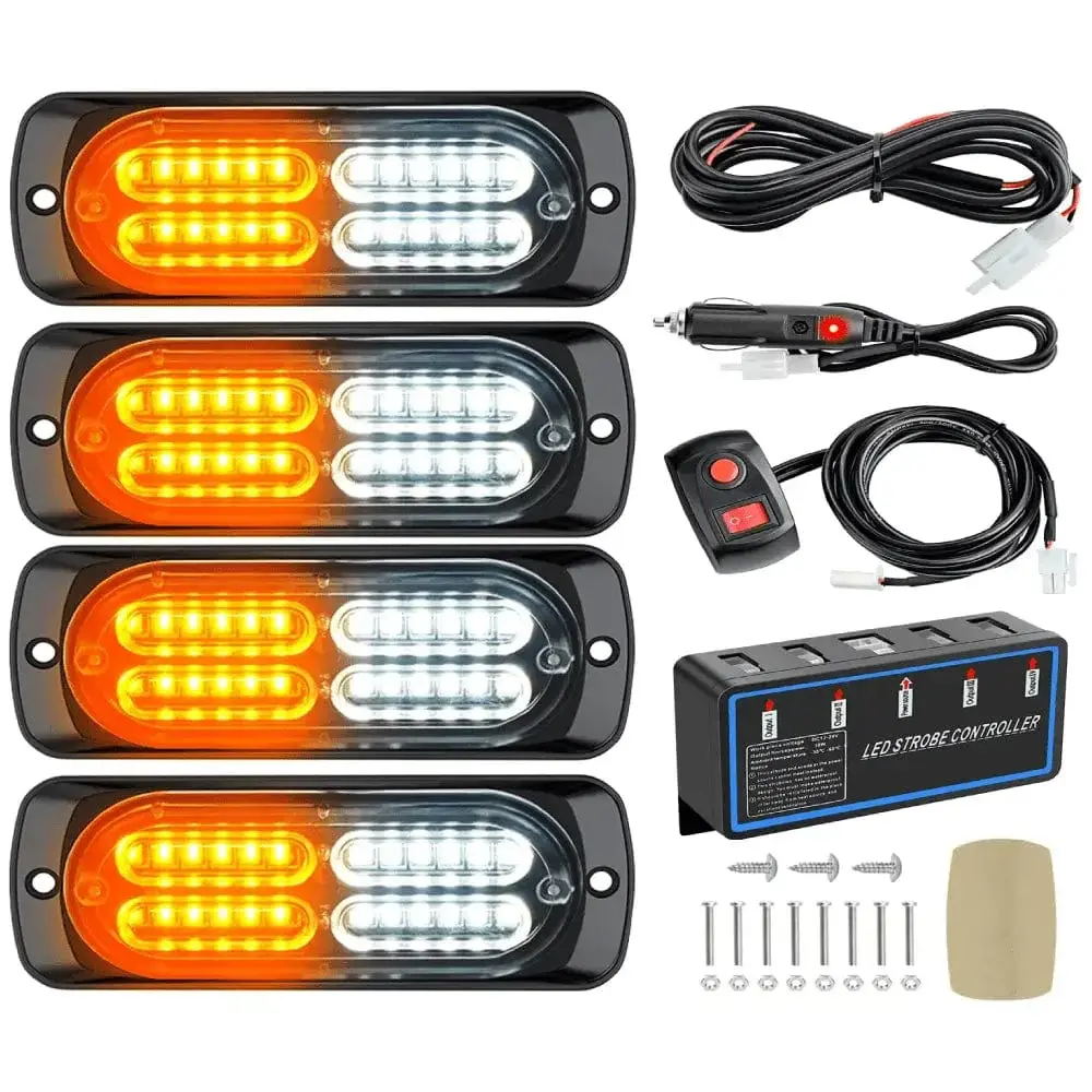 Nilight Surface Mount LED Strobe Kit - 4-Piece Strobe Light Module, Emergency Lights for Vehicles, Flashing Offroad Truck Pickup Accessories