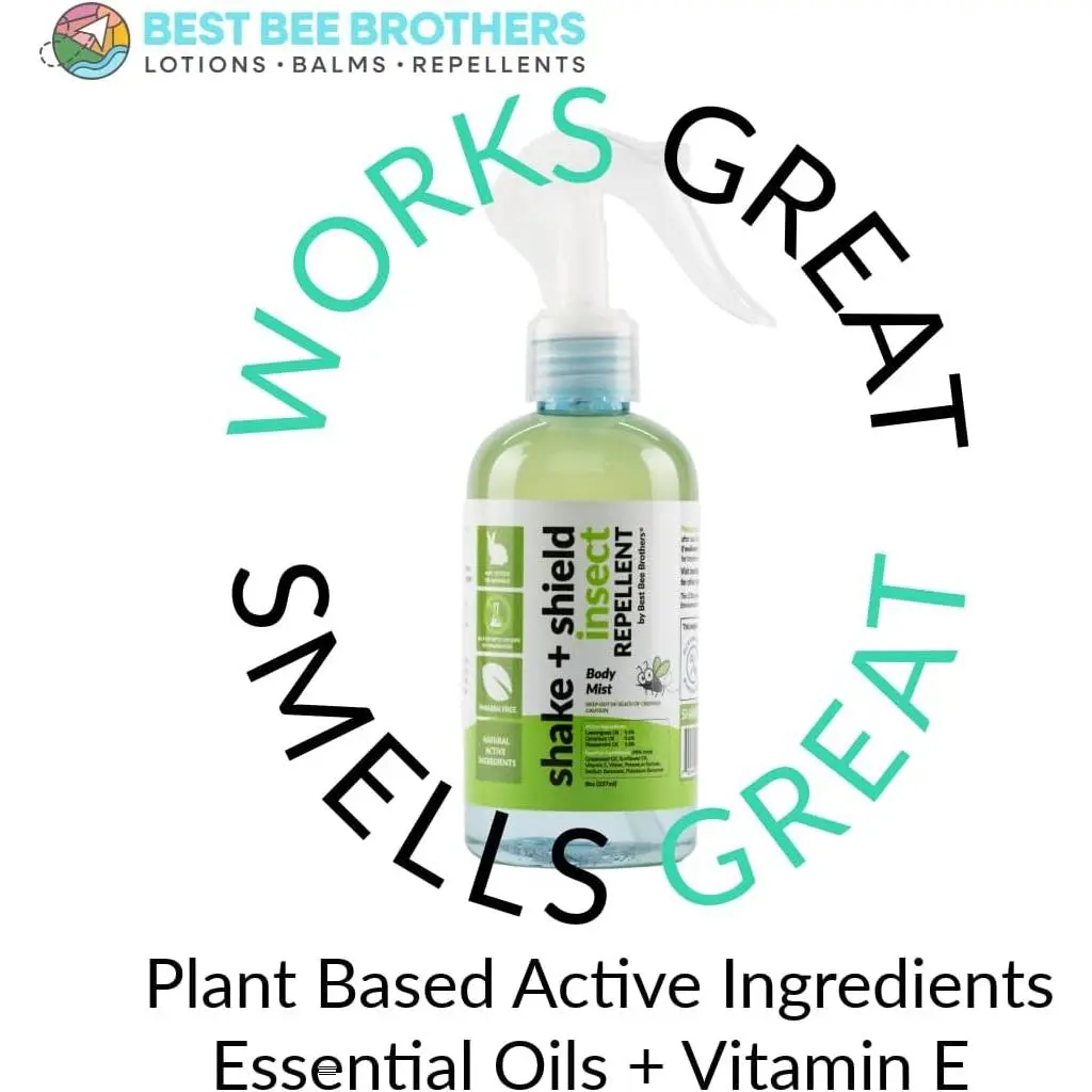 Best Bee Brothers Shake + Shield Tick & Mosquito Spray for Body – Non-Greasy Bug Spray Body Mist Made with Plant-Based Ingredients, 8 Oz.
