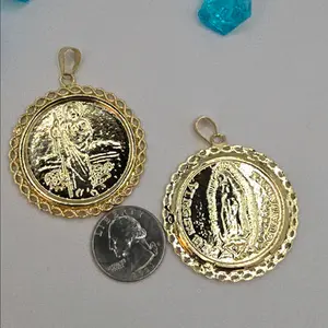 Saint Jude & Virgin Mary double face one pendant gold-plated big NO CHAIN one pendant 2 sides