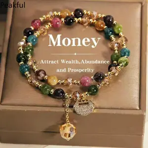 Fashion Double-Layer Crystal Pearl Beaded Bracelet For Women Vintage Ethnic Stacking Bracelets Bangle Hand Jewelry Gifts