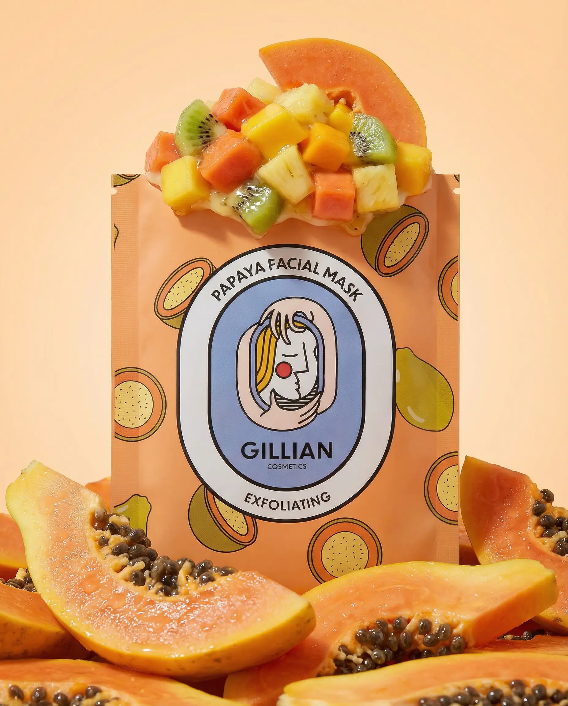 Gillian Cosmetics |  Papaya (Exfoliating) Sheet Mask by elvis+elvin (25ml) Nourishing Mask Moisturizing Facial Mask