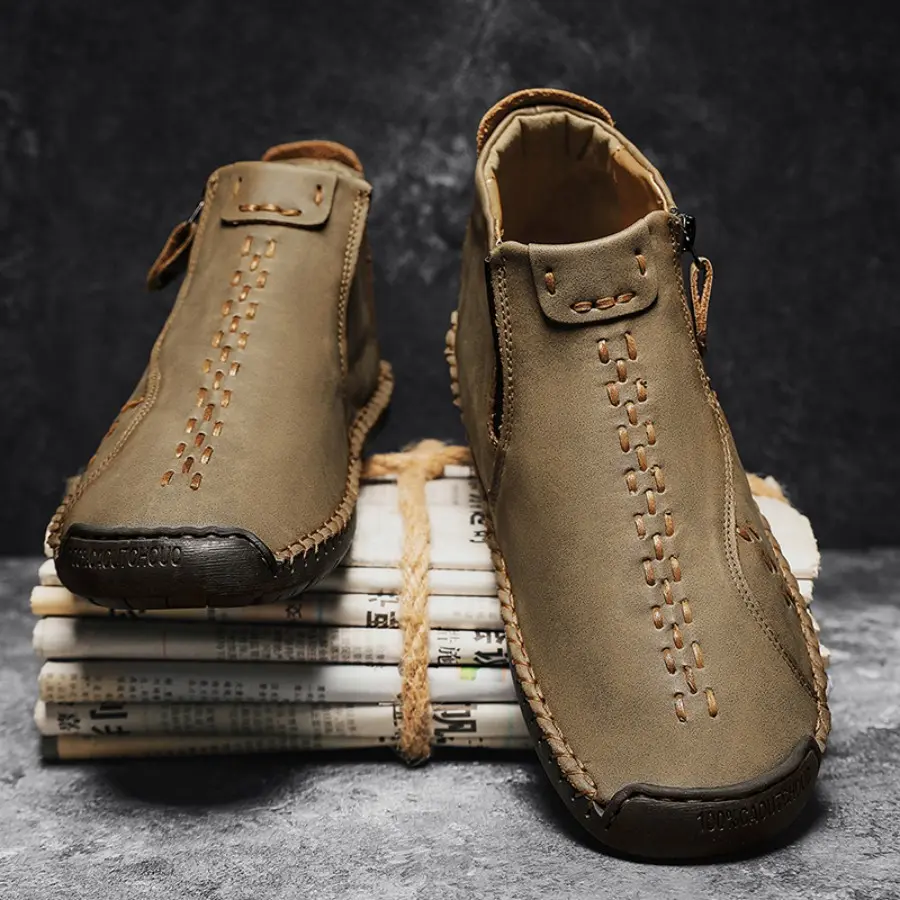Ankle Boot for Women, Chic Minimalist PU Fabric Design with a Sleek Figure, Comfortable Hand-Stitched Walking Shoe with Side Zipper, Walking Shoes, Footwear, Letters, Holiday, Low Top, Pu Upper, Stain Resistant, Retro Street