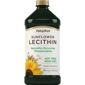 Piping Rock Sunflower Lecithin Liquid Supplement | 16 oz Oil | Naturally-Occurring Phospholipids | Vegan, Soy Free, Non-GMO, Soy Free, Gluten Free