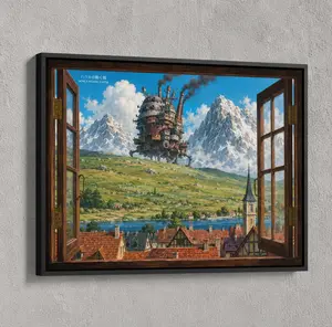 Howl's Moving Castle Poster, Howl's Moving Castle Art, Studio Ghibli Anime Art, Inspired Anime Print, Ghibli Window Print, Anime Decor, POSTER NO FRAME