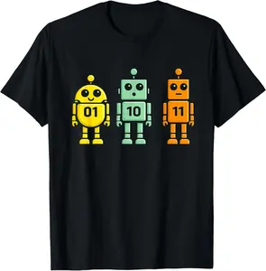 Robot Funny Binary Code Robots 01 10 11 Programmer T-Shirt