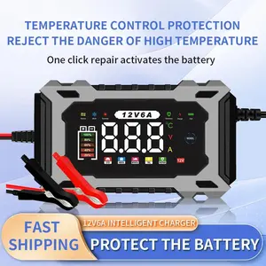 12V/24V Smart Battery Charger, Maintainer & Trickle Charger for LiFePO4, Lead Acid Batteries for Motorcycle Car Truck Lawnmower Boat car battery charger, automatically stops when fully charged