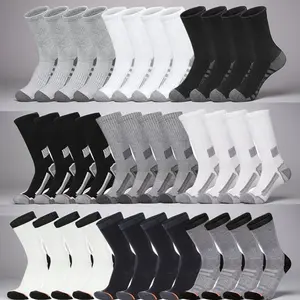 50 Pairs Mix Men's Casual Soft and Comfortable Sweat Absorbent Black, White and Gray Mesh Mid-tube Sports Socks
