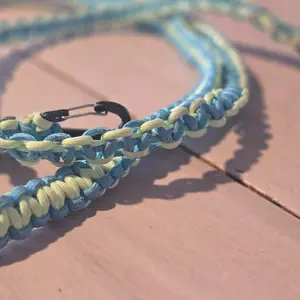 Blue/Green Themed Hands-Free Paracord Leash for Dogs and Cats - 4ft to 8ft Lengths, Glow in the Dark dog leash