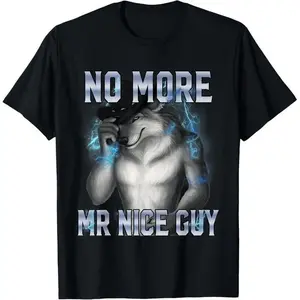2026 New Summer CollectionNo More Mr Nice Guy Funny Alpha Wolf Meme Unhinged Brainrot T-Shirt
