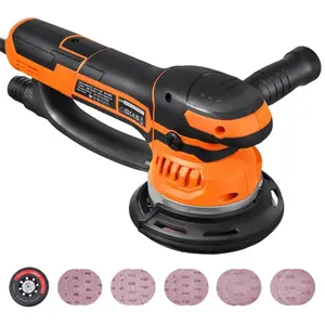 Random Orbital Sander, 6-Inch DA GA Dual Action Orbital Sander, 850W 7400PRM 6 Variable Speed Electric Palm Sander with 10PCS Sandpapers, Dust Connector for Woodworking Detailing Sanding
