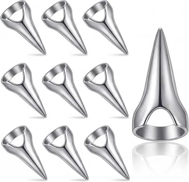 Retro Metal Full Finger Claw Rings Set, Gothic Talon Nail Armor, Punk Rock Fingertip Accessories for Cosplay, Holiday Party (Festive & Party Supplies)