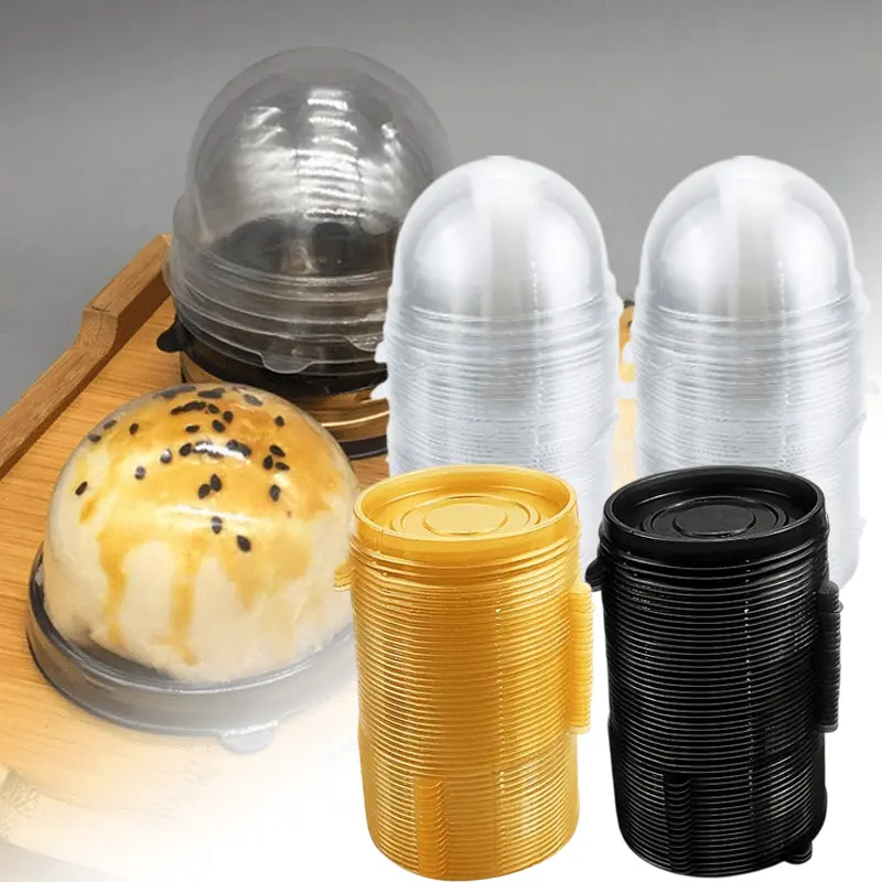 100Pcs(2.76 X 1.78 Inch) Round Plastic Cakeboxes - DIY Mini Small Capacity Dessert Boxes with Transparent Lids, Kitchen Bakeware Baking Tools for Home Baking, Easy Cleanup